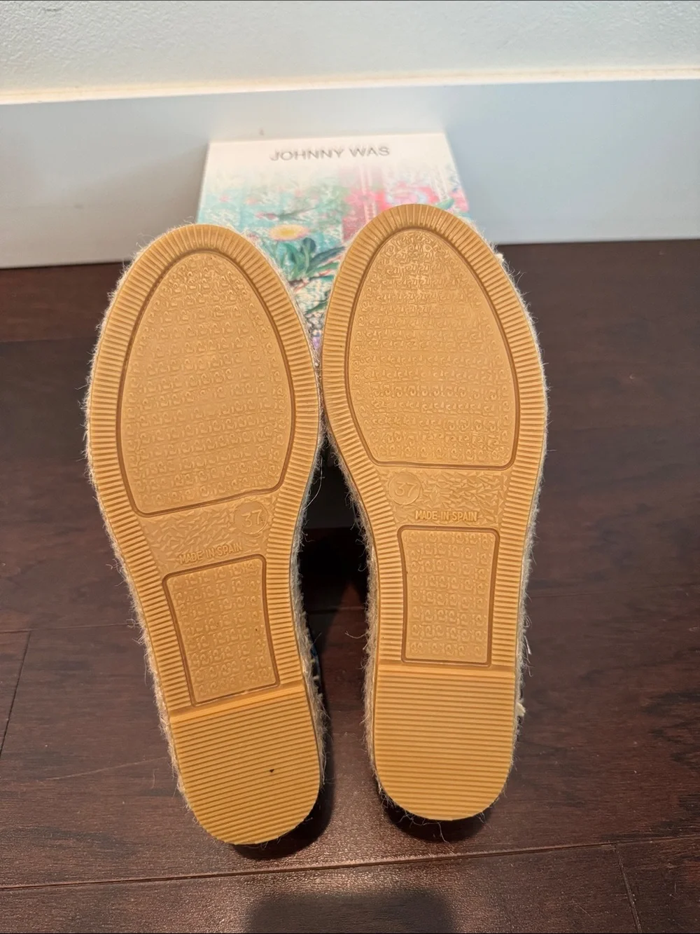 Johnny Was Black Floral Embroidered Espadrille Flats